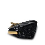 24A Black Sequin Tweed Lambskin Bow Clutch With Chain Aged Gold Hardware - Image 11