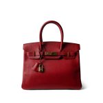 Birkin 30 Rouge Vif Ardennes Gold Plated [D] Stamp