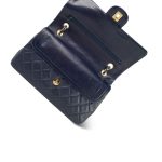 Navy Lambskin Quilted Medium Classic Flap Gold Hardware - Image 9