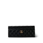 Black Lambskin Quilted Jewelry Box Small Light Gold Hardware - Image 2