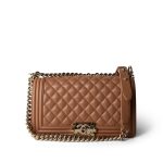 21K Caramel Caviar Quilted Boy Bag Old Medium Light Gold Hardware - Image 10