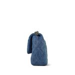 23P Blue Denim Quilted Camellia Mini Sweetheart Single Flap Bag Aged Silver Hardware - Image 2