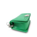 Green Caviar Quilted Boy Bag Small Silver Hardware - Image 9