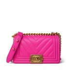 24C Pink Caviar Chevron Quilted Boy Bag Small Aged Gold Hardware m - Image 14
