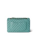 Tiffany Blue Caviar Chevron Quilted Classic Flap Small LGHW - Image 4