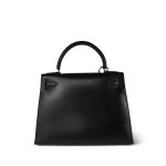 Kelly 28 Sellier Black Box Calfskin Gold Plated U Circle Stamp - Image 14