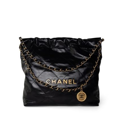24C Black Calfskin Quilted 22 Hobo Bag Small Antique Gold Hardware