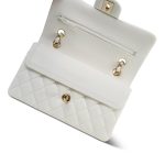 23C White Caviar Quilted Classic Flap Small LGHW - Image 5
