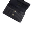 20B Navy Caviar Chevron Quilted Classic Flap Small Light Gold Hardware - Image 8