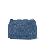 23P Blue Denim Quilted Camellia Mini Sweetheart Single Flap Bag Aged Silver Hardware - Image 3