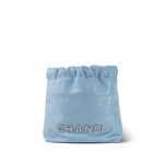 23A Light Blue Calfskin Quilted Mini 22 Bag Silver Hardware