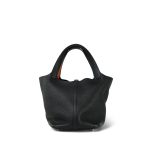 Picotin 22 Black Taurillon Clemence Tan Handles Palladium Plated A Stamp - Image 3