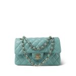 20C Tiffany Blue Caviar Quilted Classic Flap Small Light Gold Hardware - Image 11