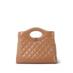 Caramel Calfskin Quilted 31 Small Shopping Bag Light Gold Hardware