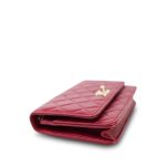 23B Red Lambskin Quilted Trendy CC Wallet On Chain LGHW - Image 4