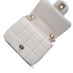 White Lambskin Quilted Monacoco Mini Square Flap LGHW - Image 12