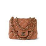 Caramel Lambskin Quilted Mini Square Flap Light Gold Hardware - Image 13
