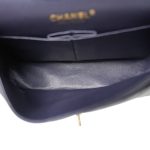 20B Navy Caviar Chevron Quilted Classic Flap Small Light Gold Hardware - Image 13