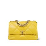 20B Yellow Goatskin Quilted Large 19 Flap Mixed Hardware - Image 2