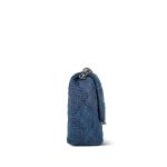 23P Blue Denim Quilted Camellia Mini Sweetheart Single Flap Bag Aged Silver Hardware - Image 4