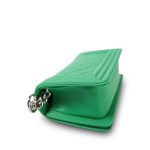 Green Caviar Quilted Boy Bag Small Silver Hardware - Image 7