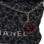 24B Black Floral Denim Quilted Mini 22 Bag SHW - Image 13