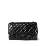 So Black Shiny Crumpled Calfskin Quilted Jumbo Classic Flap - Image 10