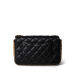 Black Lambskin Quilted Mini River of Pearls Flap Bag Aged Gold Hardware - Image 3