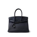 Birkin 30 Bleu Nuit Togo Palladium Plated Z Stamp - Image 2