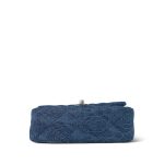 23P Blue Denim Quilted Camellia Mini Sweetheart Single Flap Bag Aged Silver Hardware - Image 5