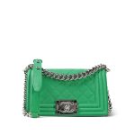 Green Caviar Quilted Boy Bag Small Silver Hardware - Image 6