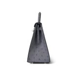 Kelly Sellier 28 Horseshoe (HSS) Gris Agate/Bleu Nuit Ostrich Palladium Plated Y Stamp - Image 11