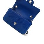 Blue Python Mini Rectangular Flap Silver Hardware - Image 11