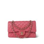 18S Pink Caviar Medium Quilted Classic Double Flap Light Gold Hardware - Image 10