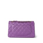 22S Purple Caviar Quilted Classic Flap Small Light Gold Hardware - Image 7