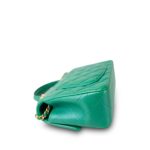 Green Lambskin Quilted Mini Top Handle Aged Gold Hardware - Image 9