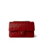 Red Lambskin Quilted Classic Flap Gold Hardware