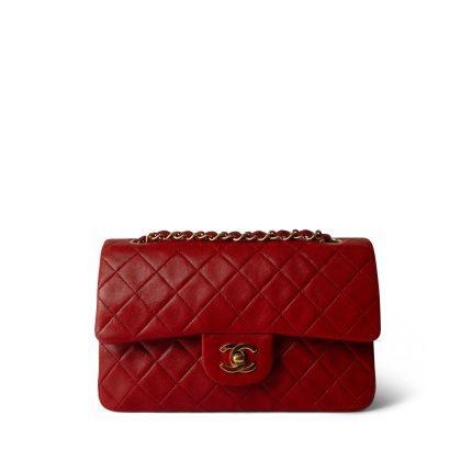 Red Lambskin Quilted Classic Flap Gold Hardware