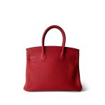 Birkin 30 Verso Rouge Casaque/Rouge H Togo Palladium Plated Y Stamp - Image 6