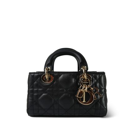 Lady D-Joy Black Lambskin Cannage Micro