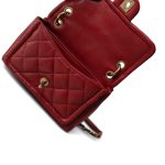 Red Lambskin Quilted Single Flap Chain Leather Link Bag - Image 15