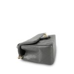 Dark Grey Lambskin Quilted Mini Top Handle Light Gold Hardware - Image 7