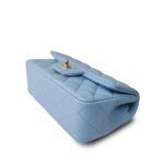Light Blue Lambskin Quilted Mini Rectangular Flap LGHW - Image 8