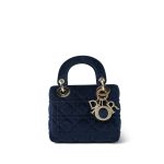 Mini Lady Dior Bag Navy Velvet