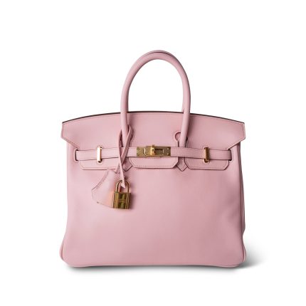 Birkin 25 Rose Sakura Swift Gold Plated X Stamp