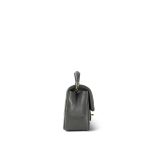 Dark Grey Lambskin Quilted Mini Top Handle Light Gold Hardware - Image 4