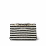 Ivory/Black Striped Coco Sailor Pearl Classic Flap Medium LGHW - Image 7