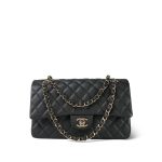 18S Dark Grey/Charcoal Caviar Quilted Classic Flap Medium Light Gold Hardware - Image 14