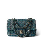 19A Ancient Egypt Turquoise Tweed Quilted Mini Rectangular Flap LGHW - Image 10