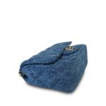 23P Blue Denim Quilted Camellia Mini Sweetheart Single Flap Bag Aged Silver Hardware - Image 7